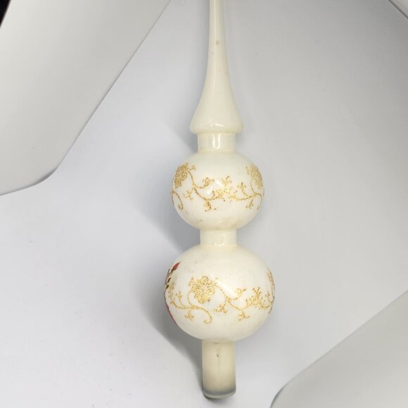 Vintage German Blown Glass Tree Topper Rose Motif - Picture 4 of 10